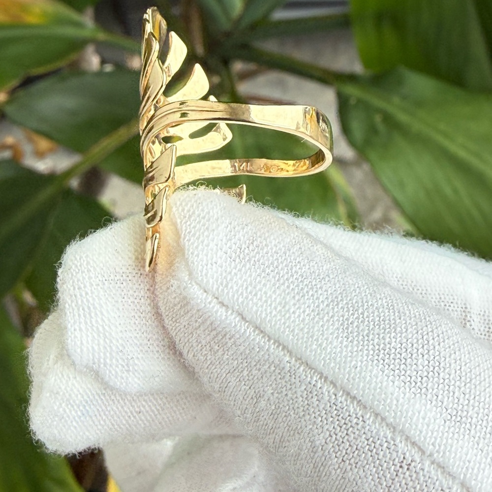 Maui Divers 14KT Yellow Gold Hawaiian Monstera Ring Made in Hawaii Size 8 - Picture 13 of 14